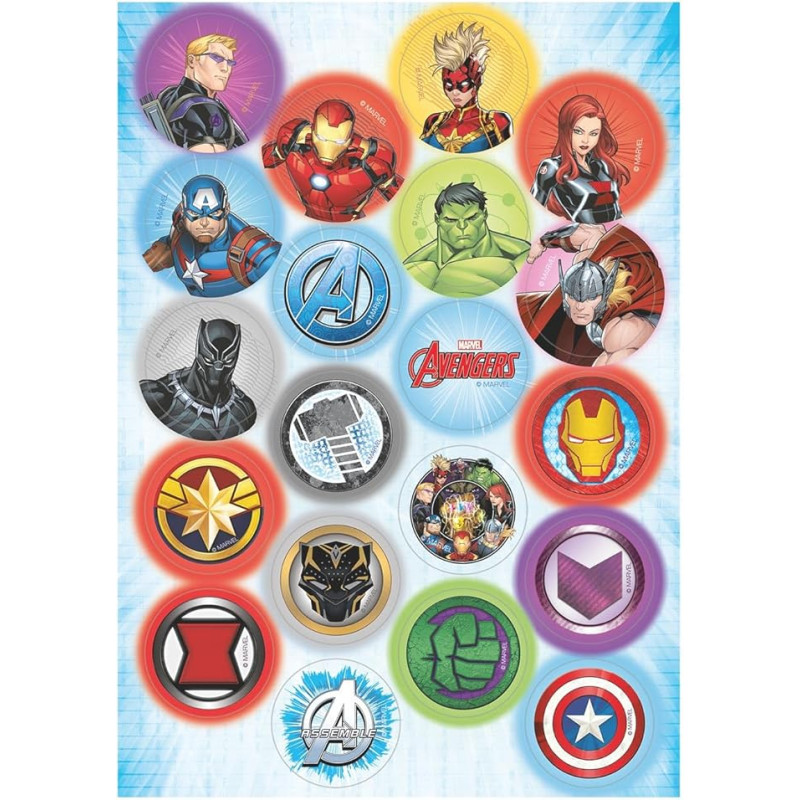 Dekora, Avengers Mini Wafer Paper Edible Cupcake Toppers Cupcake Muffins Cookies Round 3.4cm