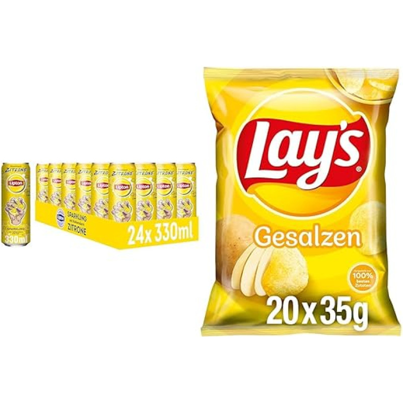 Refreshing Iced Tea and Crispy Chips: Lipton Ice Tea Sparkling Lemon (24 x 0.33 L) & Lay's Salted (20 x 35 G)