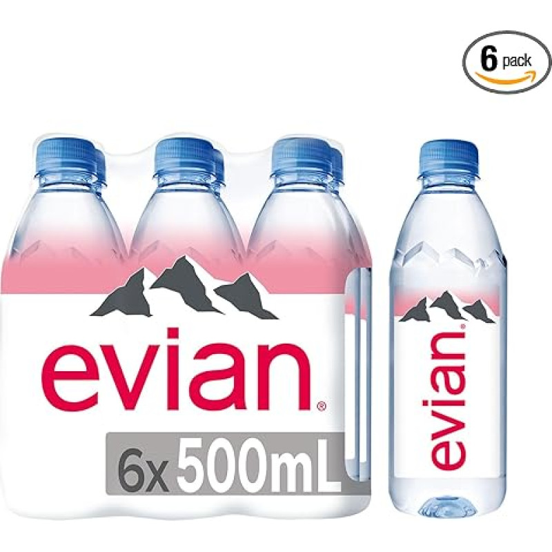Evian Natural Mineral Water 6 x 500ml