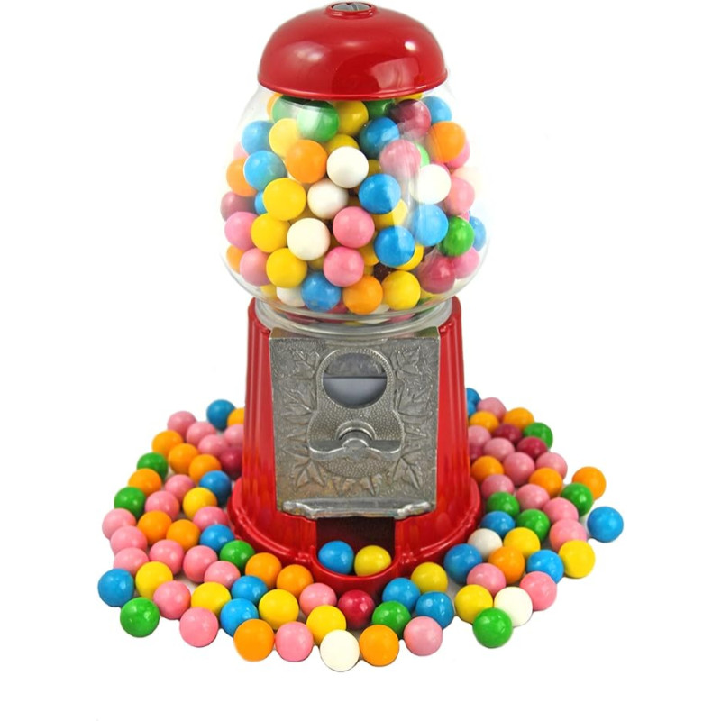 Bubblegum Dispenser Glass/Metal Red Retro