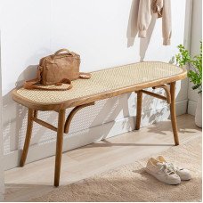 kėdės suoliukas valgomajam, rotango virtuvės suoliukai, sodo suoliukas, medinis valgomojo suoliukas, įėjimo suoliukas svetainei, balkonui (geltonas)