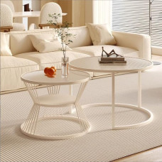 Kušetės iš marmuro, 2 vnt., su aukso spalvos metaliniais apvadais, skirtos kambariui, miegamajam, butui, balkonui ir būstui (60 cm + 45 cm, D spalvos)