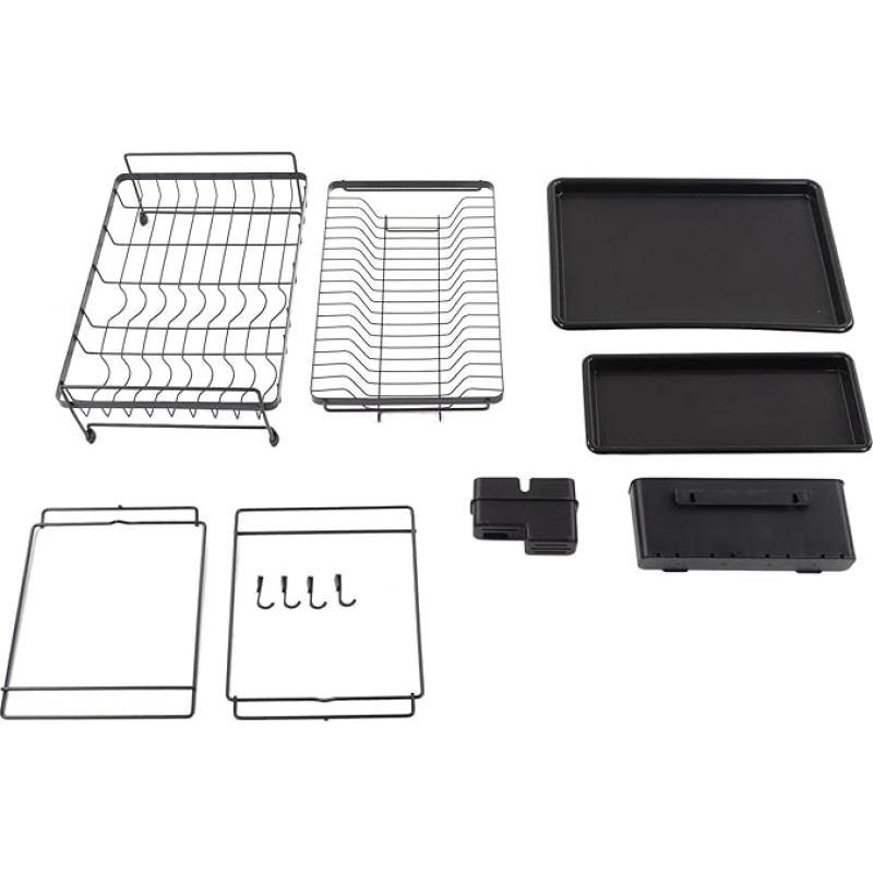2-stöckiger Geschirrtrockner Mit Abtropffläche – Rostfreier Karbonstahl, Abnehmbar Für Organisation Und Platz auf Der Küchentheke
