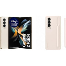 Samsung Galaxy Z Fold4 5G Mobile Phone without SIM Card Android Flip Smartphone 512 GB, Beige & Standing Cover with Pen EF-OF93P for Galaxy Z Fold4, Smartphone Cover
