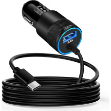 USB Auto Ladegerät Adapter, 3.4A Zigarettenanzünder USB Ladegerät Schnell USB C Autoladegerät mit 1M USBC Kabel für Samsung Galaxy A16/A15/A14/A14/A55/A56/A54/A35/A35/A26/S25/S24/S23/S22/S21, iPhone 16/15