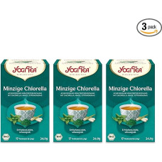 Yogi Tea - Mint Chlorella, Ayurvedic Organic Herbal Tea, Blend of Chlorella, Mint and Lemongrass, Yogi Tea Pack of 3, 3 x 17 Bags (51 Tea Bags Total), Ideal as a Gift