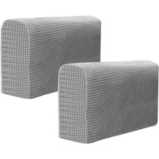 SEWACC Sofa Armrest Covers Polyester Non-Slip Armrest Cover for Chairs Sofa Stretchy Armrest Covers Furniture Protector Washable Armchair Slipcovers (Light Grey), 2 Pack