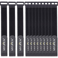 46 x 2.5 cm Reusable Adjustable Cable Ties with Nylon Hook and Loop Cable Strap Cord Organizer for Pearl Home and Office (12 Pieces, Black)