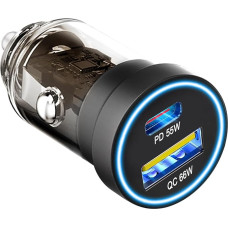 121W USB Cigarette Lighter [PD 55W+QC 66W] 12V Car Charger USBC, 6A Quick Charge Dual Port USB Car Adapter, Car Charger with LED Light for iPhone 16/15/14/13/12, Samsung S23, iPad, Laptop Tablet