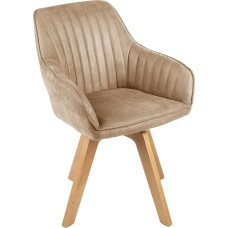 riess-ambiente.de Livorno Pasukama dizaino kėdė Champagne Greige Velvet Beech Wood Legs Valgomojo kėdė Virtuvės kėdė