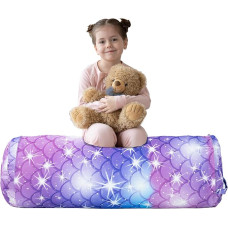 SANFERGE Cilindrinis pliušinis žaislų maišas vaikams - 100 % medvilninis audeklas, skalbiamas, be užpildo, skirtas tvarkytis, sėdėti, žaisti ir boksuotis vaikams