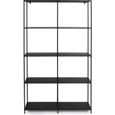 LIFA LIVING Juoda pramoninio dizaino minimalistinė lentyna su 8 skyriais Atvira metalinė spintelė 98 x 33 x 175 cm