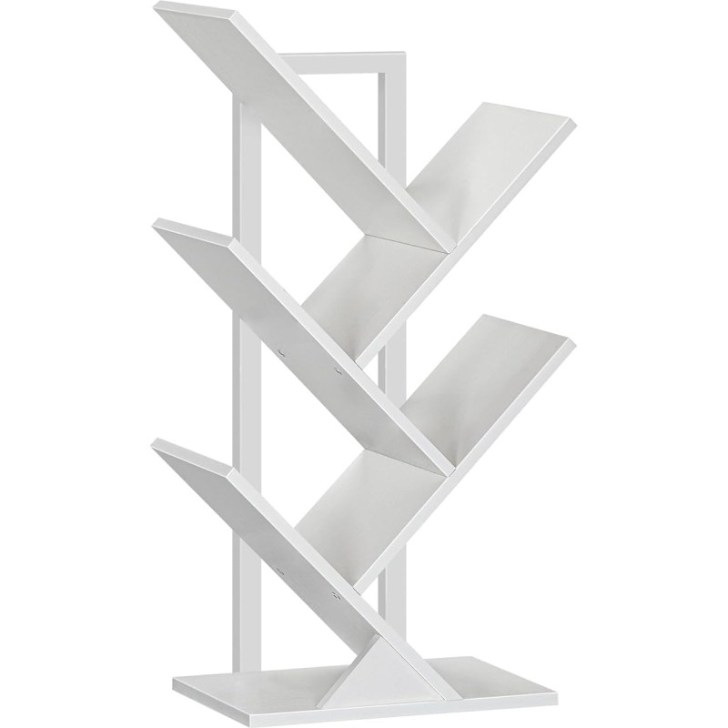 HOOBRO Tree Shape Bookcase Floor Standing Bookcase 4 Tier Bookcase Home Office Bookcase Storage Books CD Strong and Sturdy for Living Room White EWT04SJ01G1
