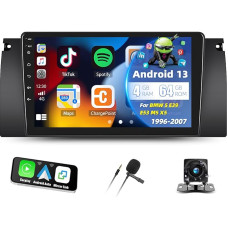 [4G + 64G] Android 13 Car Radio for BMW X5 E39 E53 E38 M5 1996-2007 with Carplay Android Car, 9 Inch Touchscreen Radio with Bluetooth EQ GPS WiFi FM/RDS MirrorLink Split Screen + Reversing Camera