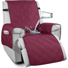LINGKY Fotelio apsauga Kėdės pagalvėlė Relax su kišenėmis, TV kėdės apsauginis užvalkalas, 100 % atsparus vandeniui, kėdės užvalkalas namams su vaikais ir naminiais gyvūnais šunimis (vyno raudona, 1 sėdimoji vieta/kėdė)