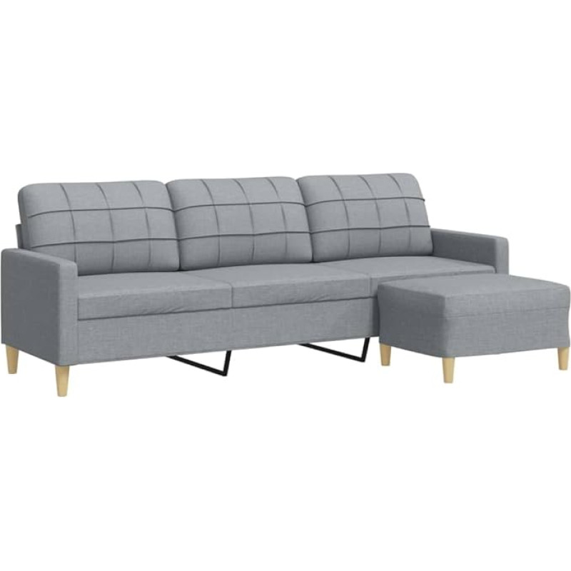 vidaXL Sofa 3-vietė, sofa su metaliniu rėmu, minkšta sofa Audinys Sofa svetainei, poilsio sofos baldai, modernus, šviesiai pilkas audinys