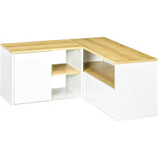 HOMCOM Corner TV Furniture Bench TV up to 40 Inches with Storage Space in Light Wood Look and White