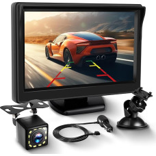 VECHTEL HD 4,3 colių atbulinės eigos kamerų rinkinys su fotoaparatais, atbulinės eigos kamera su IP68 vandeniui atsparia naktinio matymo itin plataus kampo atbulinės eigos šviesa, 10 m kabelis