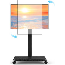 Neothm Heavy Duty Steel Base Floor Stand Rollable with Steel Shelf TV Stand with Wheels for 32 - 75 Inches
