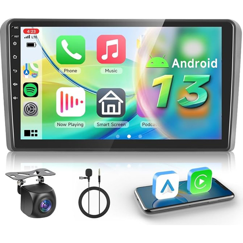 Hodozzy Carplay automobilinis radijas, skirtas Audi A3 S3 RS3 8P 8V 2008-2012 m. Android automobilinis radijas su navigacija, 9 colių jutiklinis ekranas su Android Car/WiFi/GPS/RDS/FM/Bluetooth/USB