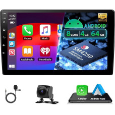 8CORE 1.8GHz 4+64G Motorsi Car Radio with Wireless Carplay/Android Car, 9 Inch 2 Din Android Screen Touchscreen Car Radio with GPS/Bluetooth/SWC/FM/RDS/WiFi/USB + Rear Camera
