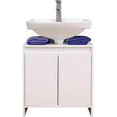 ETNIC ART Etnicart Vanity Unit for Bathroom 58 (L) x 33 x 60 cm Wooden Sink with 2 White Doors Excellent Internal Capacity