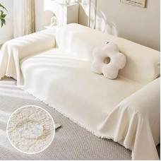 JIcloun Smėlio spalvos sofos antklodė Throw Neperšlampama 1 2 3 4 vietų L formos sofos antklodė Cuddly Blanket Cat Scratch Protection Bedspread su kutais