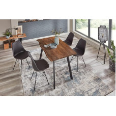 SAM Laxmi valgomojo komplektas iš 5 dalių 140 x 80 cm Akacijų medžio masyvo riešutmedžio spalvos stalas su keturiomis metalinėmis juodomis kojomis + 4 kėdės Lark Black Shell