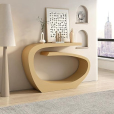 Šiuolaikinis konsolinis stalas, konsolinė kavos baro spintelė, modernus konsolinis stalas su geometrine baze, siauras ūkinis sofos stalas gyvenamiesiems kambariams, prieškambariams, fojė (spalva: auksinė)