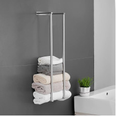 NEWRAIN Towel Rack for Bathroom, Rolled Towel Storage Wall Mounted Bath Towel Holder for Folded Large Towels, Washcloths, Bathroom Organization, Brushed Nickel