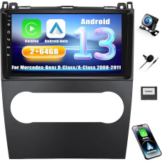 [2+64G] SIXWIN Android 13 Car Radio for Mercedes-Benz B-Class/A-Class 2008-2011 with Carplay/Android Car, 9 Inch Capacitive Touchscreen with WiFi GPS Bluetooth FM/RDS EQ + Reversing Camera