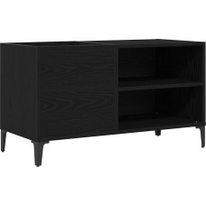 vidaXL Black Oak Storage Cabinet for LPs | Wood Composite Freestanding Ideal for Living Room Modern Design Dimensions 84.5 x 38 x 48 cm Robust Storage Solutions for Plates
