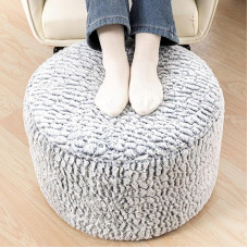 AbunHeri Gefüllter Pouf Ottomane, Ottomane Pouf für Wohnzimmer, Schlafzimmer, Bodenaufbewahrung, Pouf, Fußhocker, runde Fußstütze, Hocker 50,8 x 50,8 x 30,5 cm, mit Füllstoff (Grau-Weiß)