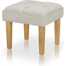 KHG Stool Relaxing Furniture Grey, H x W x D - 40 x 40 cm - Quilted Seat with Decorative Knobs - Solid Wood Stool Legs - Cover Made of Robust Mottled Woven Fabric