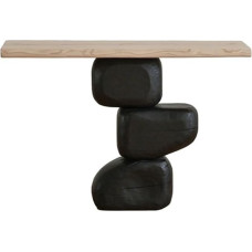 CHENGAIJIAN Eingangstisch, Konsolentisch aus Massivholz, schmaler Sofatisch im schwarzen Steinstil for den Eingangsbereich Konsolentisch