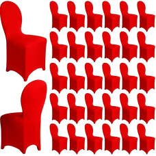 Moukeren Stuhlhussen für Hochzeit, Stuhlhussen, Spandex, Stuhlhussen, Polyester, Spandex, Klappstuhlbezüge für Hochzeit, Bankett, Party, Feier, Veranstaltung, Esszimmer, Wohnzimmer (Rot, 30 Stück)