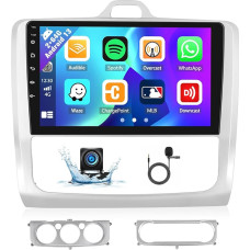 OiLiehu 2+64G Android 13 Car Radio for Ford Focus MK2 Exi MT 2004-2011 Wireless Carplay Android Car 9 Inch Car Radio with Screen Supports Navi Bluetooth GPS WiFi FM RDS EQ HiFi + Reversing Camera