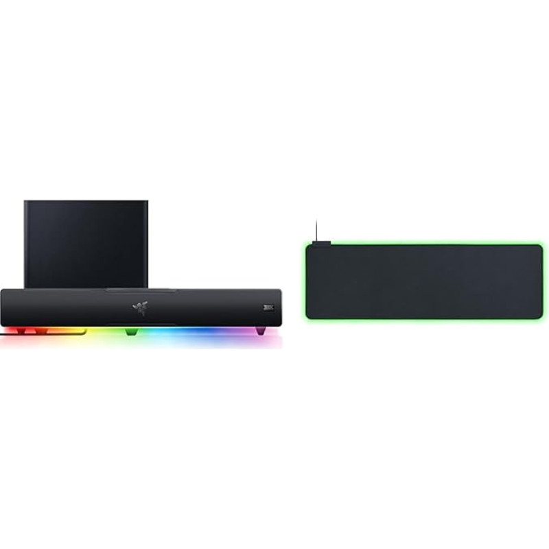 Razer Leviathan V2 - PC Gaming Soundbar Black & Goliathus Extended Chroma - Extra Large Soft XXL Gaming Mouse Mat with RGB Lighting Black