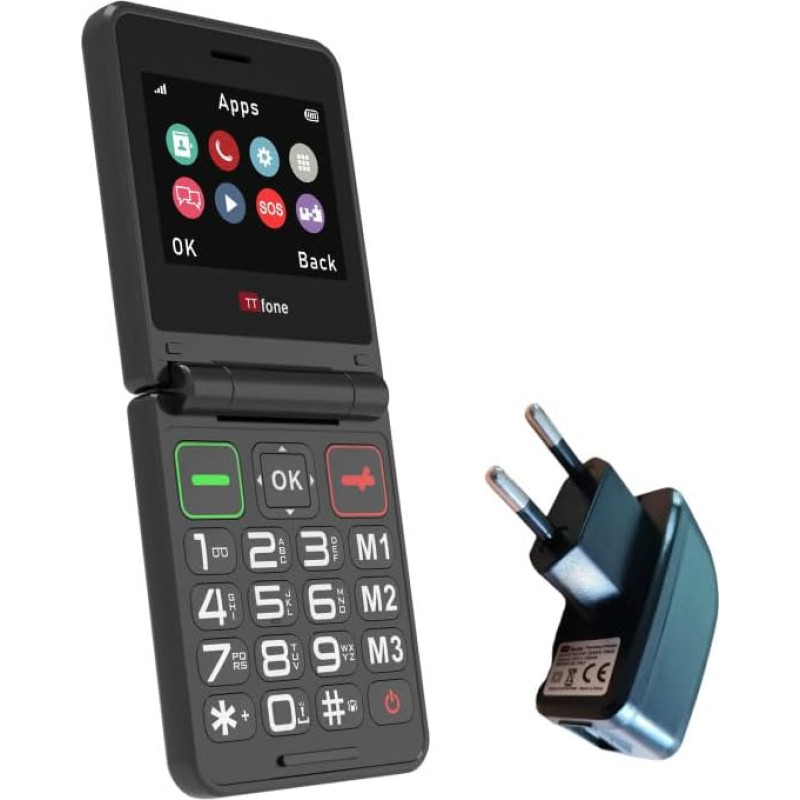 TTfone TT660 Folding Mobile Phone with Foldable Design, Large Buttons, Emergency Call, Long Battery Life and 3G & 4G LTE Connectivity (with Mains Charger)