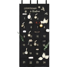 Niuoppy Advent Calendar for Filling Fabric Advent Calendar with 24 Pockets Canvas Decorative Advent Calendar Hanging Empty Christmas Countdown (Black)