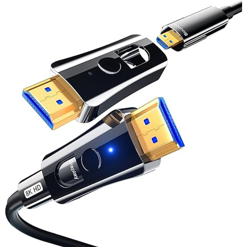 DGHUMEN 8K HDMI Fiber Optic Cable 30M, 48Gbps Ultra High Speed HDMI 2.1 Cable 8K@60Hz 4K@120Hz Dolby/Dynamic HDR/HDCP 2.3/eARC Compatible with TV/PS5/PS4/Xbox Series X/Monitor/Laptop