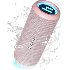 Heysong Bluetooth Speaker, Music Box Portable Wireless Bluetooth Box with Light, Water Protection Boxes and 360° Surround Sound, Dual Bass Drivers, TF Card, USB Stick, Pool, Garden Accessories - Pink