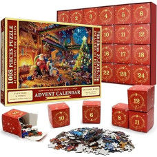 Dasfie Advent Calendar 2024 Christmas Jigsaw Puzzle 24 Boxes Advent Calendar 2024 Children 1008 Pieces Puzzle Christmas Gift for Boys Girls (70 x 50 cm)