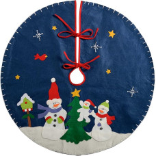 WeRChristmas Snowman Christmas Tree Skirt Decoration, Fabric, Multi-Colour, 90 cm, Large