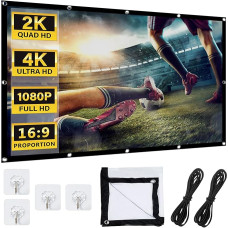 Projector Screen 120 Inch Projection Screen: LEKEFETO Screen Projector Screen Outdoor 16:9 HD, Projection Screen Anti-Wrinkle Projection, Foldable Screen for Home, Office, School, Camping