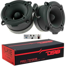 DS18 2 PRO-TW120B Super Aluminium Tweeter Black with 120 Watt RMS and 240 Watt Max 7.90 cm Diameter and One of 4 Ohm 103 dB per Pair + 2 Capacitors and 3 Free Stickers