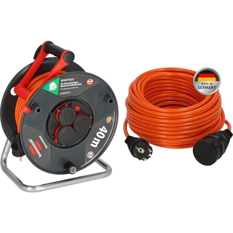 Brennenstuhl Garant V2 IP44 cable reel 40m outdoor & BREMAXX extension cable