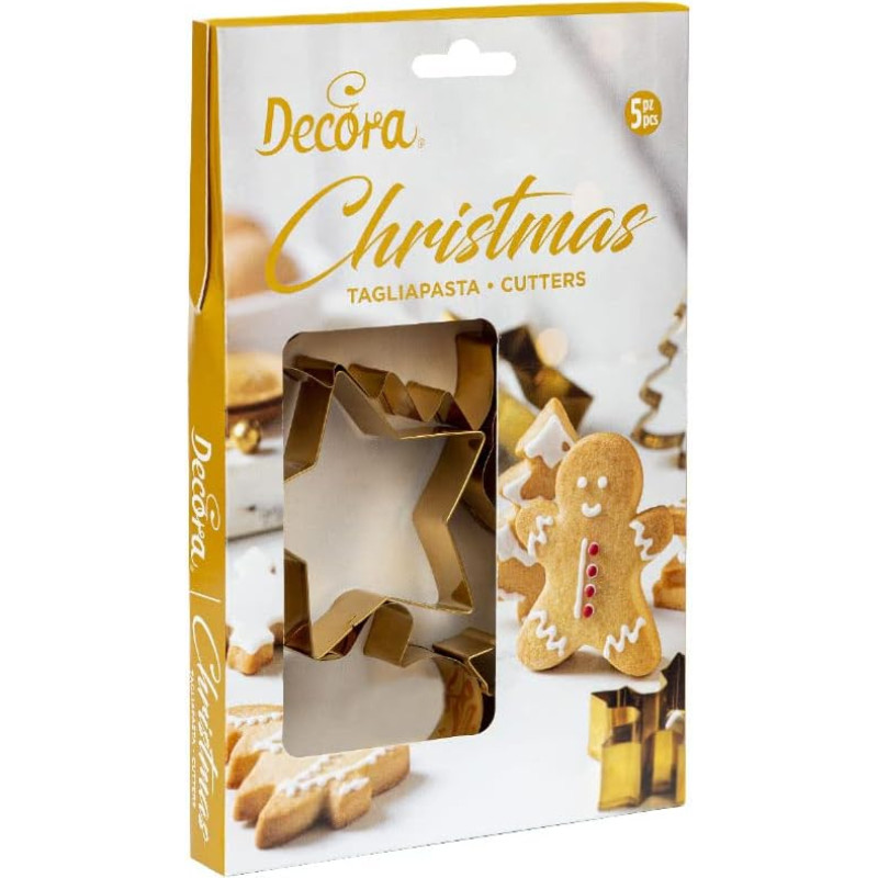 DECORA Set of 5 Gold Plated Steel Cookie Cutters 0255410