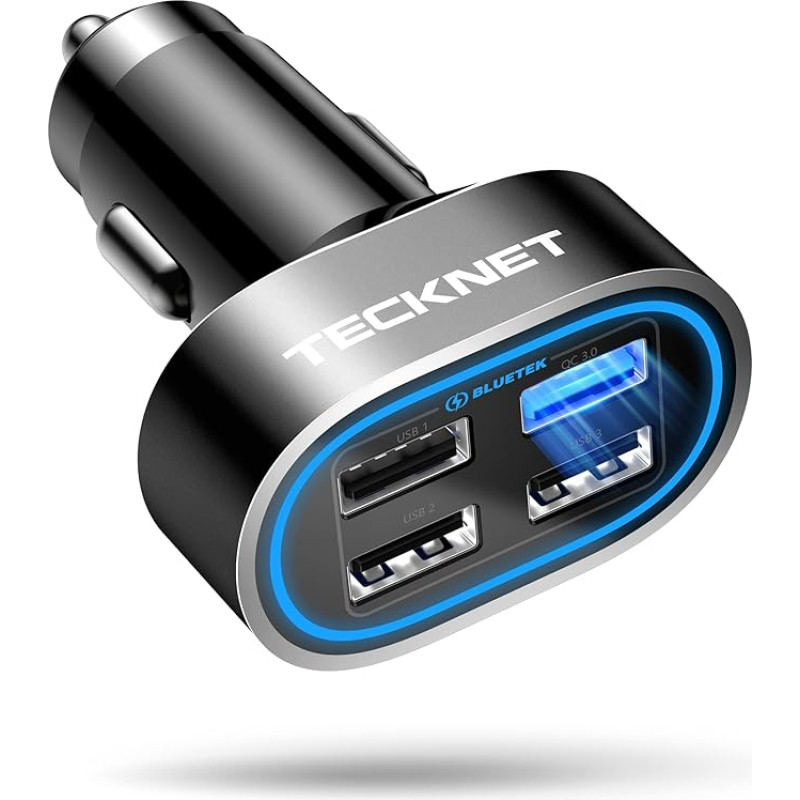 TeckNet® POWER Dash D2 48 W/9.6 A 4 Car Charger 4-port USB Car Charger with BLUETEK ™ technology for Apple iPhone 6/6 Plus/iPad Air Mini 2 3, Galaxy S4/S6 Edge and other