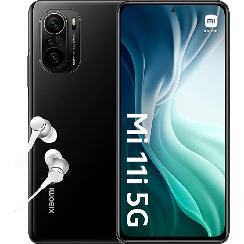 Xiaomi Mi 11i 5G Smartphone + Headphones (6.81 Inch AMOLED + AdaptiveSync, 8+128GB, 108MP OIS Triple Front + 20MP Front Camera, Dual 5G SIM, Android 11.0, MIUI 12.5) Black